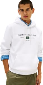 Tommy Hilfiger Men's Hoodie with Kangaroo Pocket, White, XL