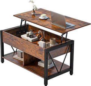 YITAHOME Lift-Top Coffee Table with 2-Tier Storage, Rustic Brown