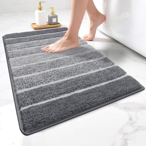 SHACOS Non-Slip Bath Mat, Absorbent & Washable, 60x90 Cm, Grey
