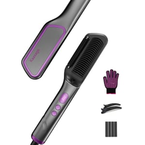 Hair Straightener Brush with Negative Ion, 9 Temp, Auto Shut-Off