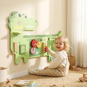 AIYAPLAY Busy Board Panels, Wall-Mounted Dinosaur, Green