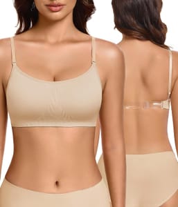 Women's Wireless Padded Bra, Invisible Low-Back, Seamless, Multiway Convertible