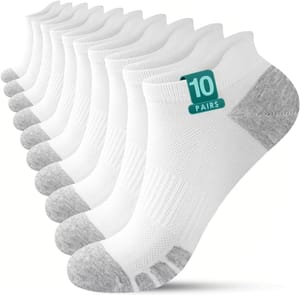 YouShow White Trainer Socks, Men's Ankle 9-12/9-11, 10 Pairs