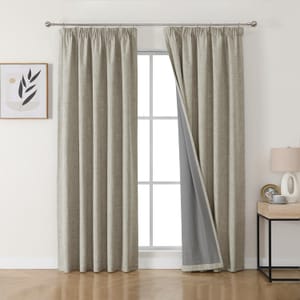 Joydeco 55x96 Blackout Curtains, Faux Linen, 2 Panels