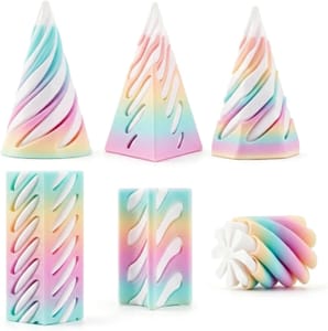 MIGIFTDY 6-Piece Rainbow 3D-Printed Spiral Fidget Cone Set