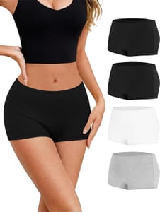 Marvmys Women's Cotton Anti-Chafing Seamless Boyshorts Black Multi-Pack