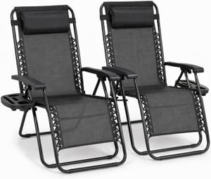 Straame Zero Gravity Chairs Set of 2 Folding Garden Loungers