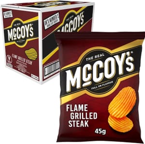 36 x 45g McCoy's Flame Grilled Steak Crisps Grab Bags (£8.98/£8.03 S&S)