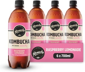 6 X 700ml Remedy Kombucha Raspberry Lemonade Sparkling Drink (£5.26/£4.97 S&S)
