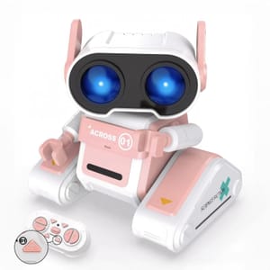 Warmiehomy Robot Toy with LED Eyes, Flexible Head, Pink