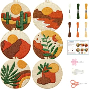 BEUNITONE Bohemian Embroidery Kit for Beginners 6-Piece Stamped Cross Stitch