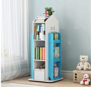 Kids' House Frame Rotating Bookshelf - Blue/White Only