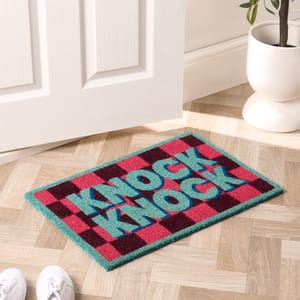 OHS Knock Printed Coir Mat Pink/Blue
