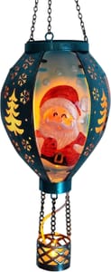 Solar Hot Air Balloon Lantern with Flame Santa Claus Decor