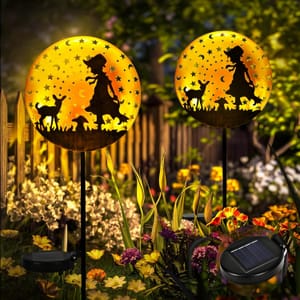 GIGALUMI Solar Lights Garden Ornaments, 2-Pack Shepherd Deer