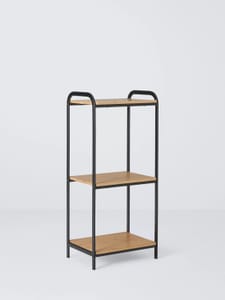 Bamboo and Metal Bathroom Shelf Unit, Black/Natural