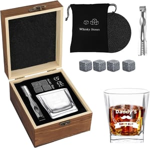 Father's Day Whiskey Glass Gift Set with Stones
