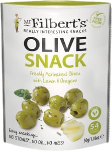 Mr Filbert's Halkidiki Olives with Lemon and Oregano 12x50g