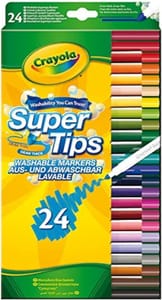 Crayola SuperTips Washable Markers, 24 Assorted Colors for Ages 3+
