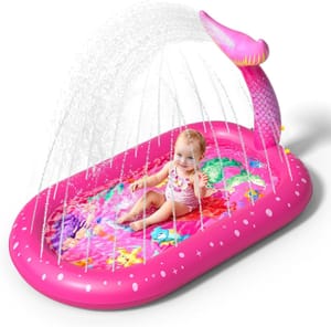 Inflatable Kids Pool, Splash Pad, 3-in-1 Mermaid Pattern Ages 1+