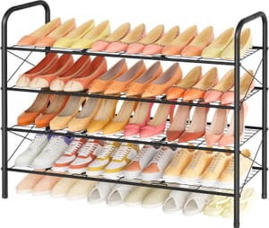 Hoctieon 4-Tier Mesh Shoe Rack, Black