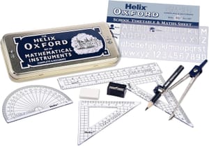 Helix Oxford Maths Set with Storage Tin, 10 Pieces