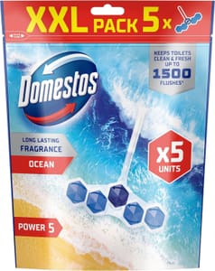 Domestos Power 5 Ocean Toilet Rim Blocks, 5x50 G