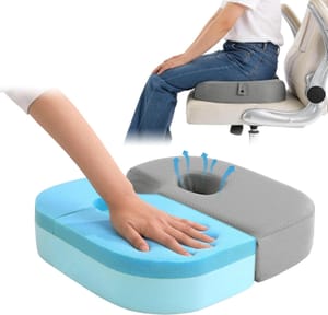 TOPROUD Double Layer Memory Foam Seat Cushion with Coccyx Cutout