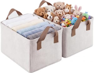 2-Pack Cream Shelf and Closet Storage Baskets
