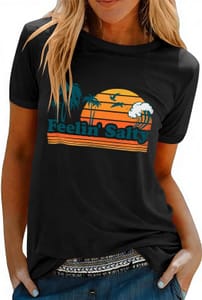 Fashora Women's Coconut Tree Graphic Tee, Black XL