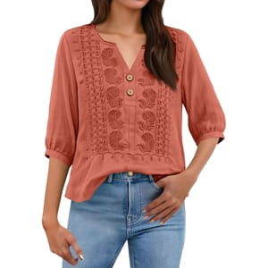 MOKBAY Women's Baggy Longline Cotton Top, Orange, 3XL