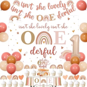 Wonmelody Boho Rainbow 1st Birthday Decorations Backdrop Banner