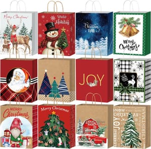 DECHISY 24-Pack Small Christmas Gift Bags, 18x10x23cm