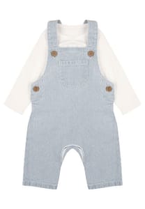 Baby Boys Blue Stripe Dungarees & Bodysuit Set