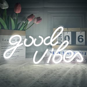 Good Vibes White LED Neon Light