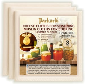 Pack of 3 100% Unbleached Cheesecloth Muslin Cloths, 50x50 Cm