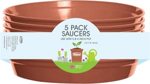 Whitefurze Garden Pot Saucers for 12.7/15cm Pots Terracotta Set-5
