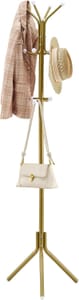 Hoctieon Freestanding Coat Rack with 12 Hooks, Gold