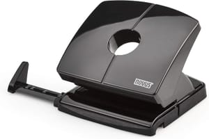 Novus B-220 Paper Hole Punch, 20 Sheets, Stop Rail, Black