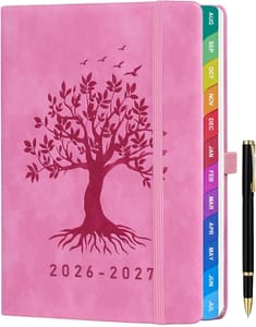 Academic Diary 2026-2027 Week-to-View A5 Hardcover Pink Colorful Tabs Notes