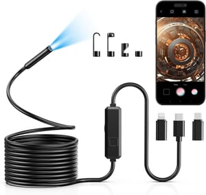 Vorth Endoscope Camera, 1920P Borescope, 5m IP67, 8 LED, iOS/Android