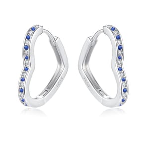 Cangall 925 Silver Dainty Sapphire CZ Love Heart Huggie Earrings