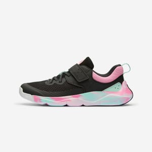 DECATHLON Kids Lightweight Rip-Tab Sports Shoes, Black Pink and Black