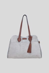 Real Suede Leather Shoulder Bag with Tassel Charm
