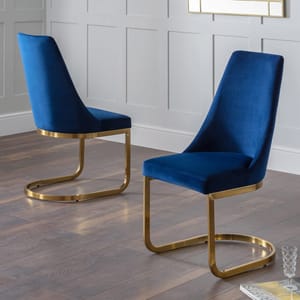 Julian Bowen Vittoria Cantilever Set of 2 Blue Dining Chairs