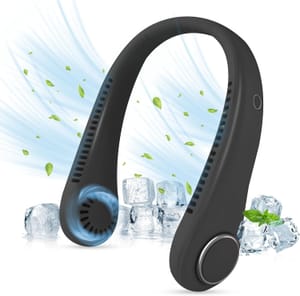 Portable Neck Fan, Rechargeable, Bladeless, Quiet, 360 Cooling