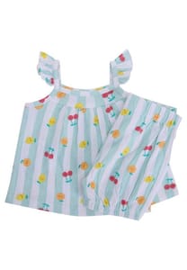 Baby Girls Mint Stripe Fruit Top & Shorts Set