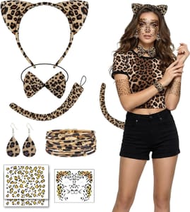 Xerteam 8-Piece Leopard Print Adult Costume