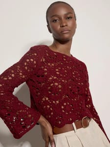 Boho Floral Cotton Crochet Top