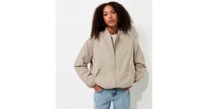 Stone Longline Padded Bomber Jacket